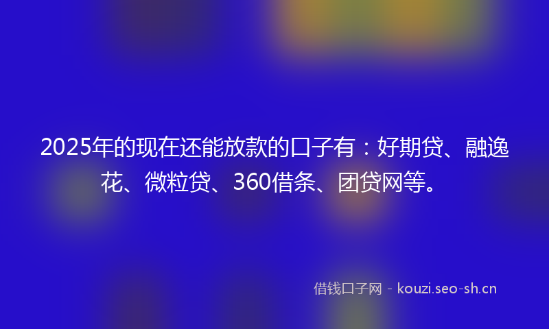 2025年的现在还能放款的口子有：好期贷、融逸花、微粒贷、360借条、团贷网等。