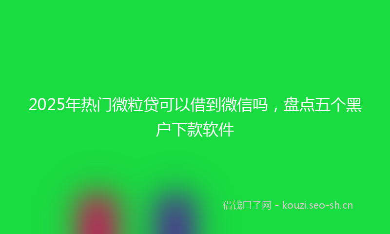2025年热门微粒贷可以借到微信吗,盘点五个黑户下款软件