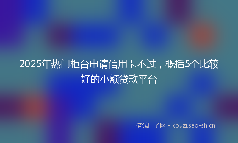 2025年热门柜台申请信用卡不过，概括5个比较好的小额贷款平台