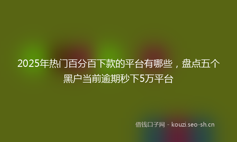 2025年热门百分百下款的平台有哪些，盘点五个黑户当前逾期秒下5万平台