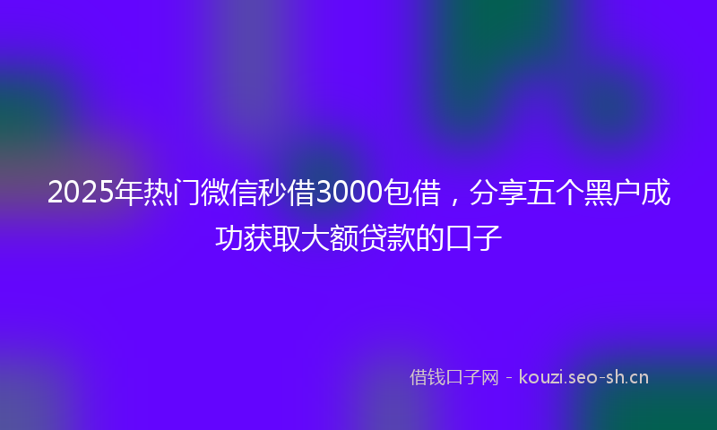 2025年热门微信秒借3000包借,分享五个黑户成功获取大额贷款的口子