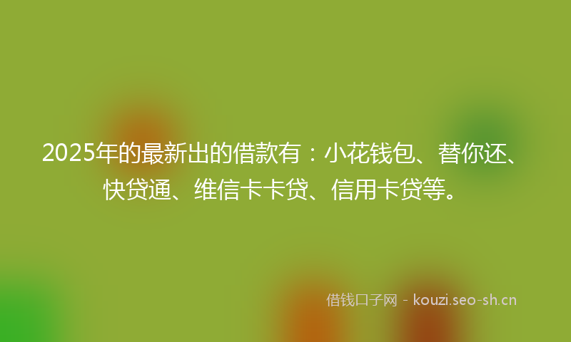 2025年的最新出的借款有：小花钱包、替你还、快贷通、维信卡卡贷、信用卡贷等。