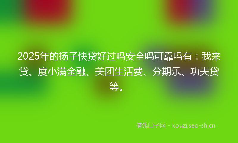 2025年的扬子快贷好过吗安全吗可靠吗有：我来贷、度小满金融、美团生活费、分期乐、功夫贷等。