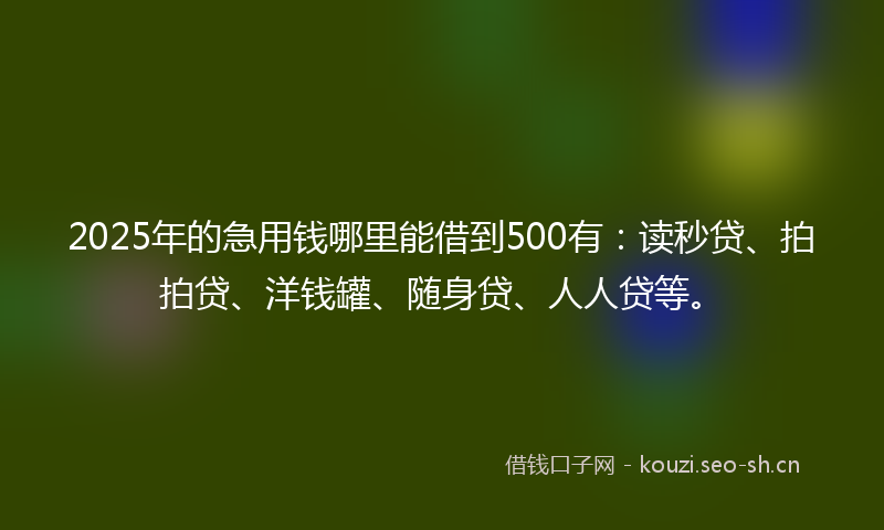 2025年的急用钱哪里能借到500有：读秒贷、拍拍贷、洋钱罐、随身贷、人人贷等。