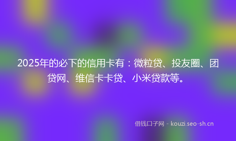 2025年的必下的信用卡有：微粒贷、投友圈、团贷网、维信卡卡贷、小米贷款等。