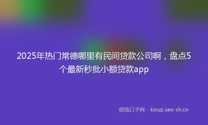 2025年热门常德哪里有民间贷款公司啊，盘点5个最新秒批小额贷款app