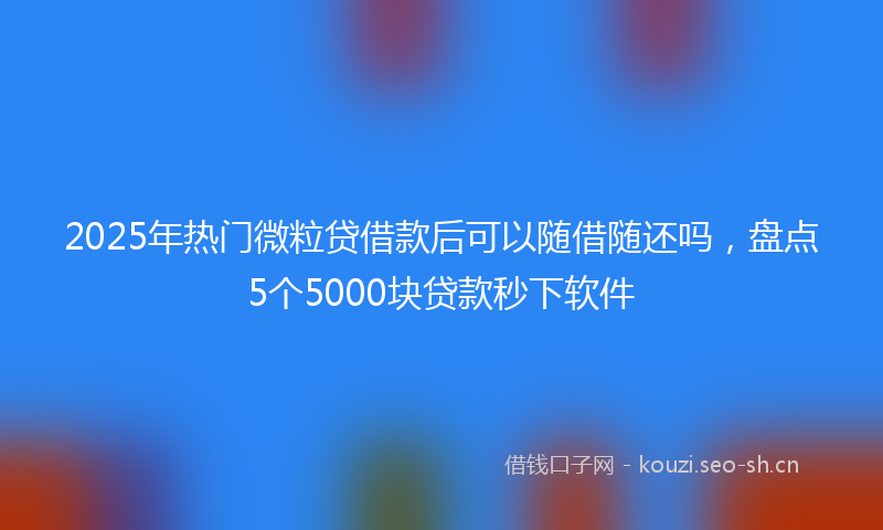 2025年热门微粒贷借款后可以随借随还吗，盘点5个5000块贷款秒下软件