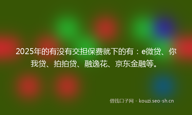 2025年的有没有交担保费就下的有：e微贷、你我贷、拍拍贷、融逸花、京东金融等。
