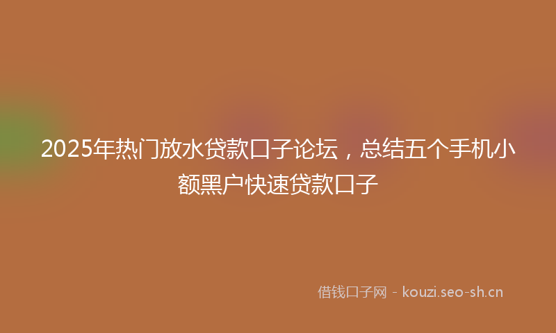 2025年热门放水贷款口子论坛，总结五个手机小额黑户快速贷款口子