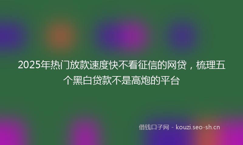 2025年热门放款速度快不看征信的网贷，梳理五个黑白贷款不是高炮的平台