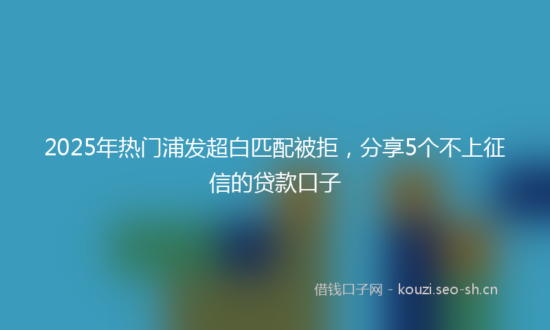 2025年热门浦发超白匹配被拒，分享5个不上征信的贷款口子