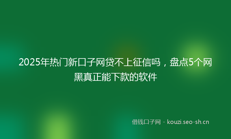 2025年热门新口子网贷不上征信吗，盘点5个网黑真正能下款的软件