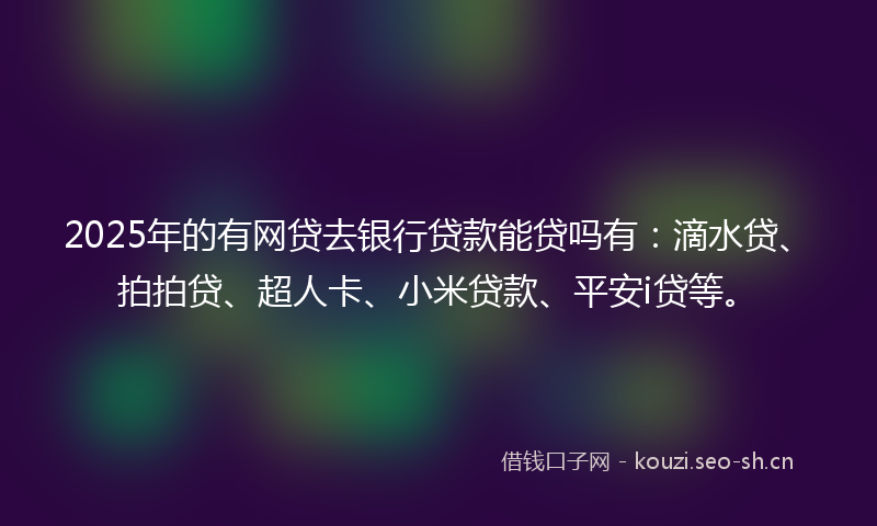2025年的有网贷去银行贷款能贷吗有:滴水贷、拍拍贷、超人卡、小米贷款、平安i贷等。