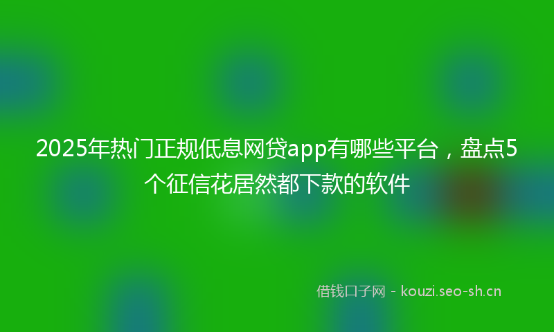 2025年热门正规低息网贷app有哪些平台，盘点5个征信花居然都下款的软件