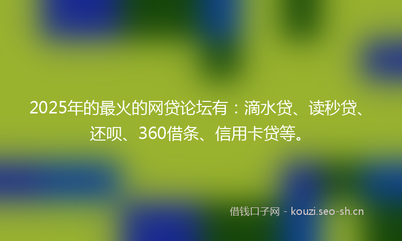 2025年的最火的网贷论坛有：滴水贷、读秒贷、还呗、360借条、信用卡贷等。