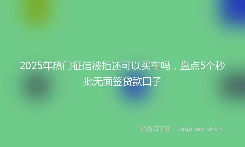 2025年热门征信被拒还可以买车吗，盘点5个秒批无面签贷款口子