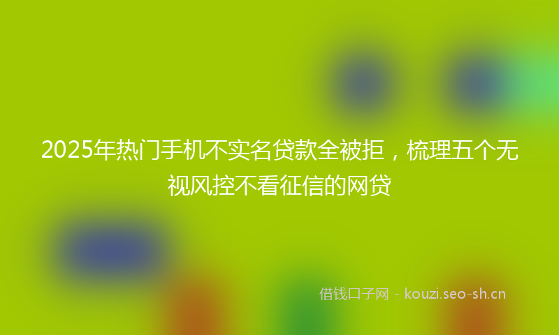 2025年热门手机不实名贷款全被拒，梳理五个无视风控不看征信的网贷