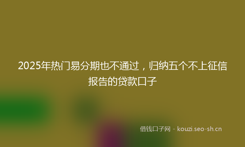 2025年热门易分期也不通过，归纳五个不上征信报告的贷款口子