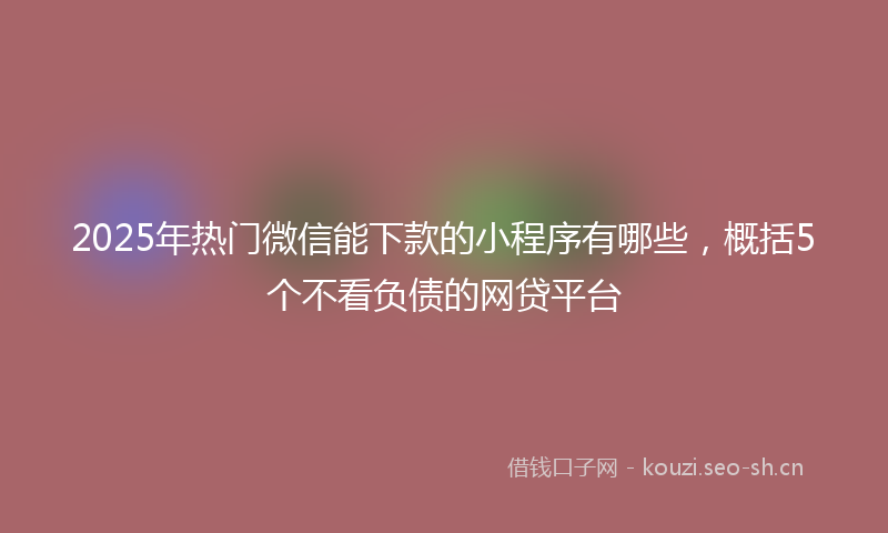 2025年热门微信能下款的小程序有哪些，概括5个不看负债的网贷平台