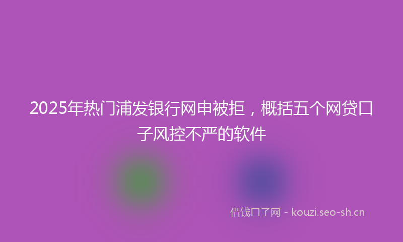 2025年热门浦发银行网申被拒，概括五个网贷口子风控不严的软件