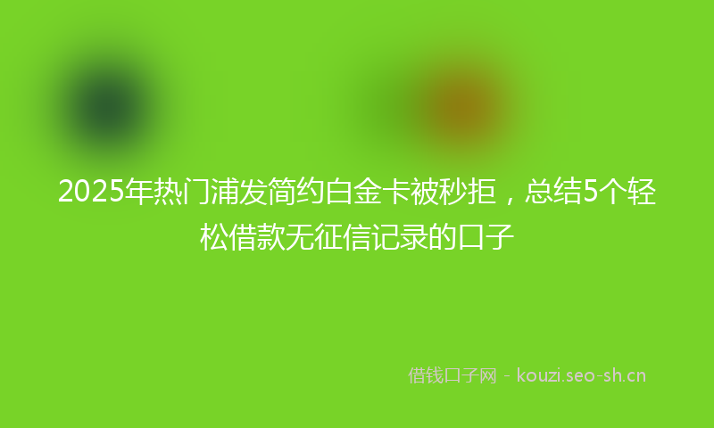 2025年热门浦发简约白金卡被秒拒，总结5个轻松借款无征信记录的口子