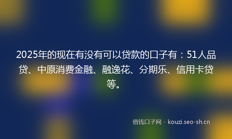 2025年的现在有没有可以贷款的口子有：51人品贷、中原消费金融、融逸花、分期乐、信用卡贷等。