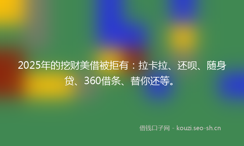 2025年的挖财美借被拒有：拉卡拉、还呗、随身贷、360借条、替你还等。