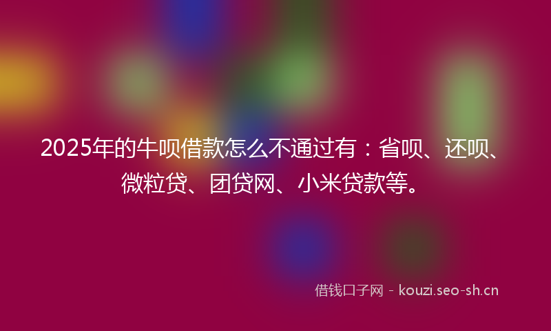 2025年的牛呗借款怎么不通过有:省呗、还呗、微粒贷、团贷网、小米贷款等。
