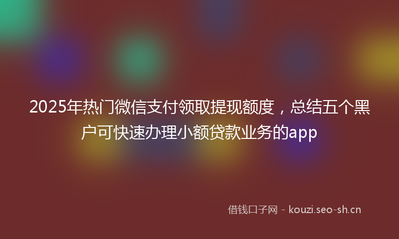 2025年热门微信支付领取提现额度，总结五个黑户可快速办理小额贷款业务的app