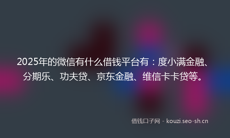 2025年的微信有什么借钱平台有：度小满金融、分期乐、功夫贷、京东金融、维信卡卡贷等。
