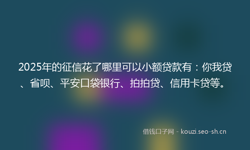 2025年的征信花了哪里可以小额贷款有:你我贷、省呗、平安口袋银行、拍拍贷、信用卡贷等。