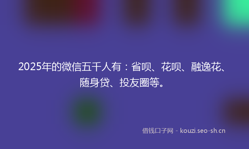 2025年的微信五千人有：省呗、花呗、融逸花、随身贷、投友圈等。