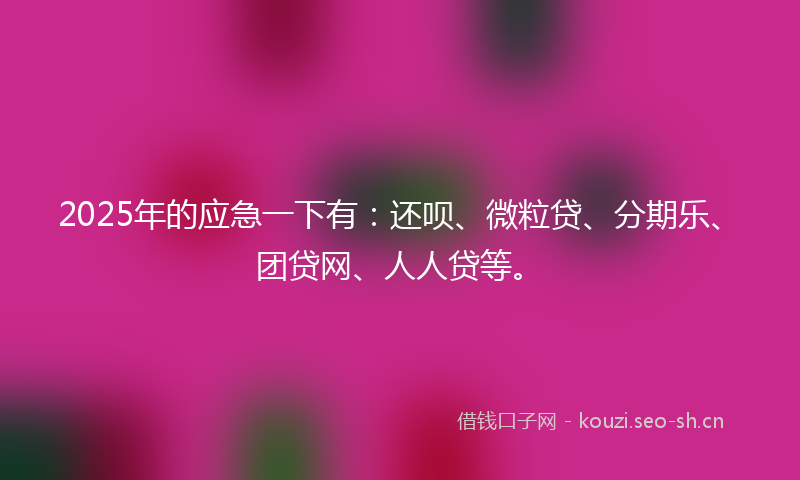 2025年的应急一下有:还呗、微粒贷、分期乐、团贷网、人人贷等。
