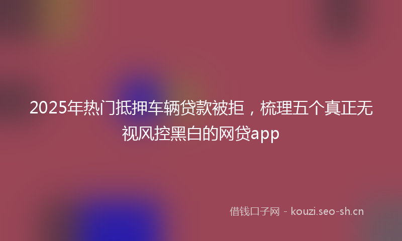 2025年热门抵押车辆贷款被拒，梳理五个真正无视风控黑白的网贷app