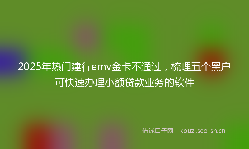 2025年热门建行emv金卡不通过，梳理五个黑户可快速办理小额贷款业务的软件