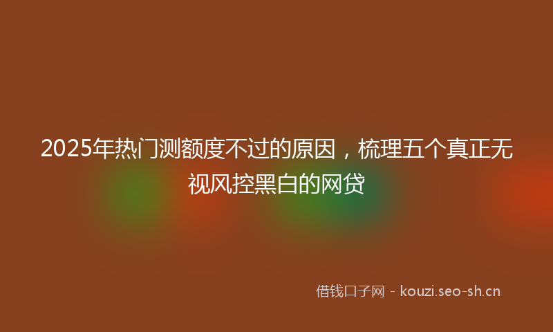 2025年热门测额度不过的原因，梳理五个真正无视风控黑白的网贷