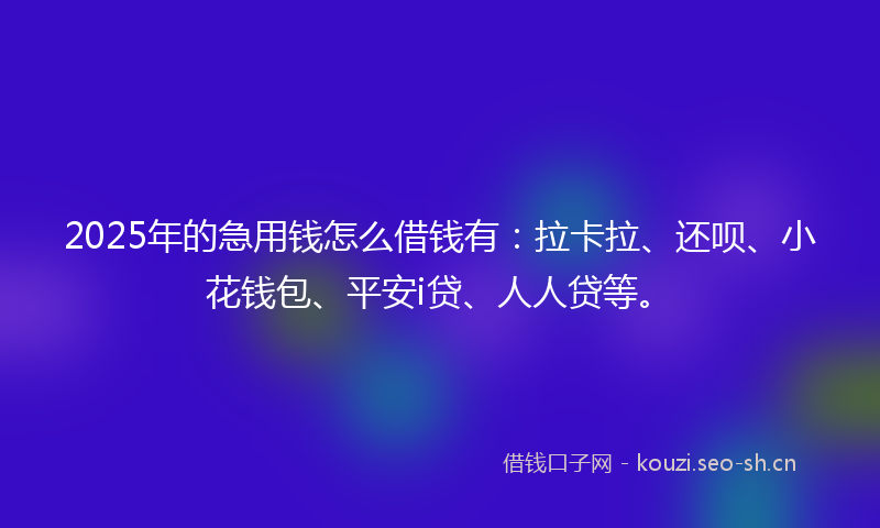 2025年的急用钱怎么借钱有：拉卡拉、还呗、小花钱包、平安i贷、人人贷等。