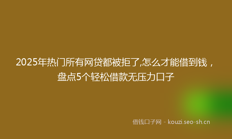 2025年热门所有网贷都被拒了,怎么才能借到钱，盘点5个轻松借款无压力口子