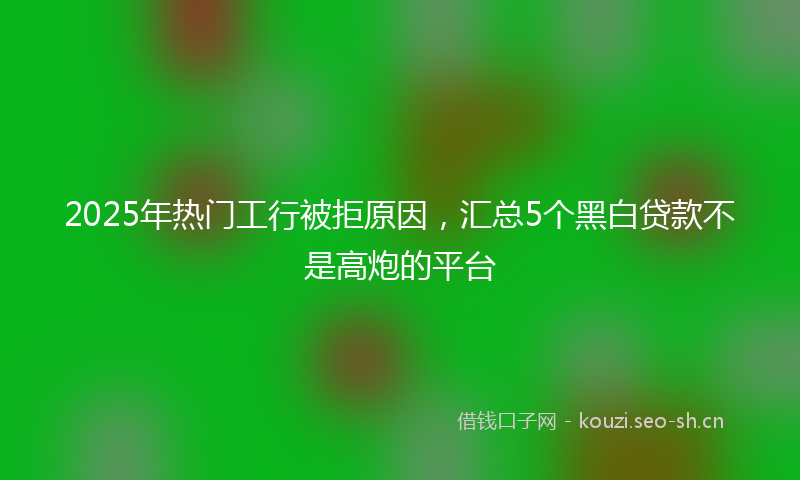 2025年热门工行被拒原因，汇总5个黑白贷款不是高炮的平台