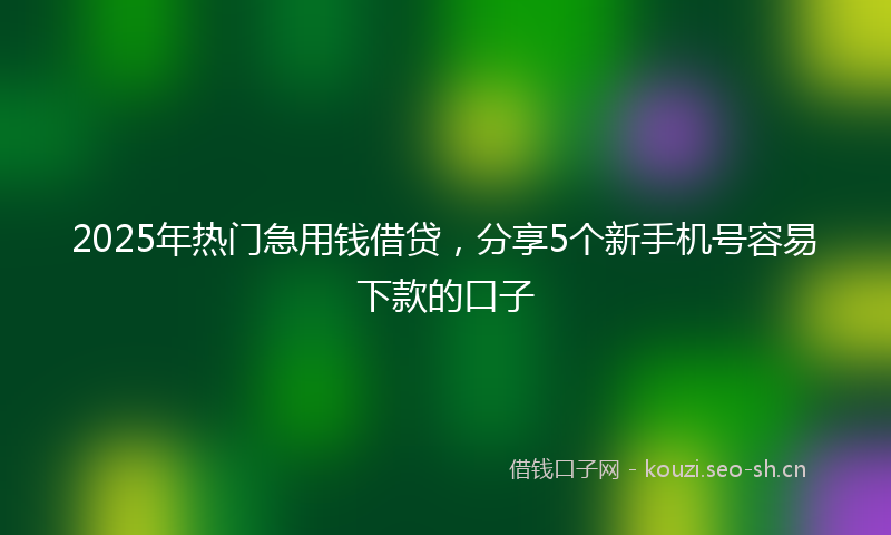 2025年热门急用钱借贷，分享5个新手机号容易下款的口子