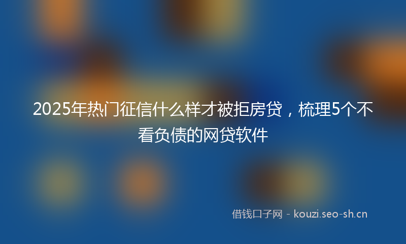2025年热门征信什么样才被拒房贷，梳理5个不看负债的网贷软件