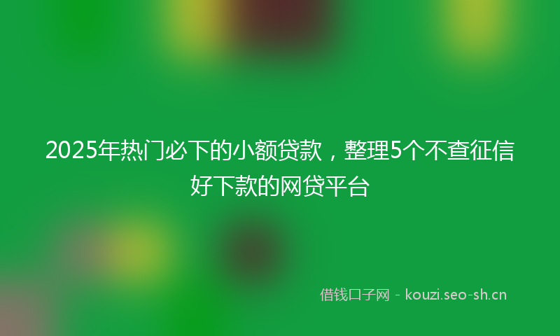 2025年热门必下的小额贷款，整理5个不查征信好下款的网贷平台