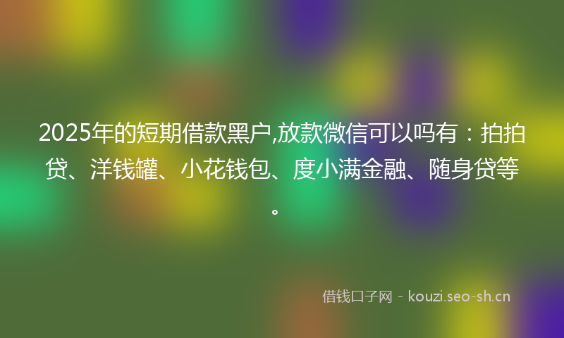 2025年的短期借款黑户,放款微信可以吗有：拍拍贷、洋钱罐、小花钱包、度小满金融、随身贷等。