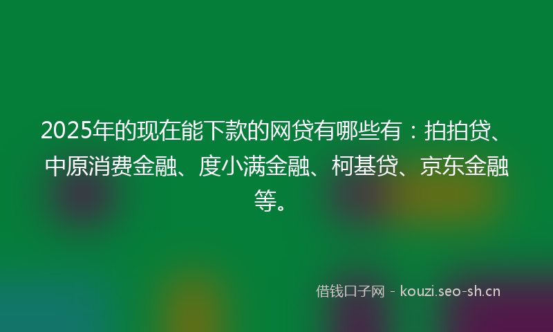 2025年的现在能下款的网贷有哪些有：拍拍贷、中原消费金融、度小满金融、柯基贷、京东金融等。