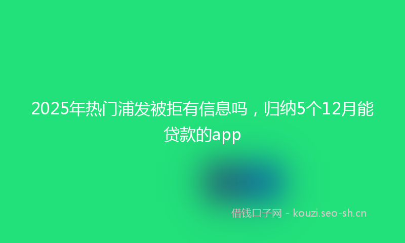 2025年热门浦发被拒有信息吗，归纳5个12月能贷款的app