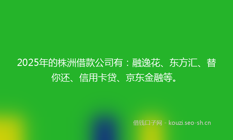 2025年的株洲借款公司有:融逸花、东方汇、替你还、信用卡贷、京东金融等。