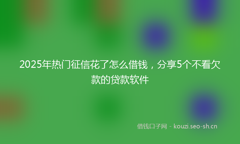 2025年热门征信花了怎么借钱，分享5个不看欠款的贷款软件