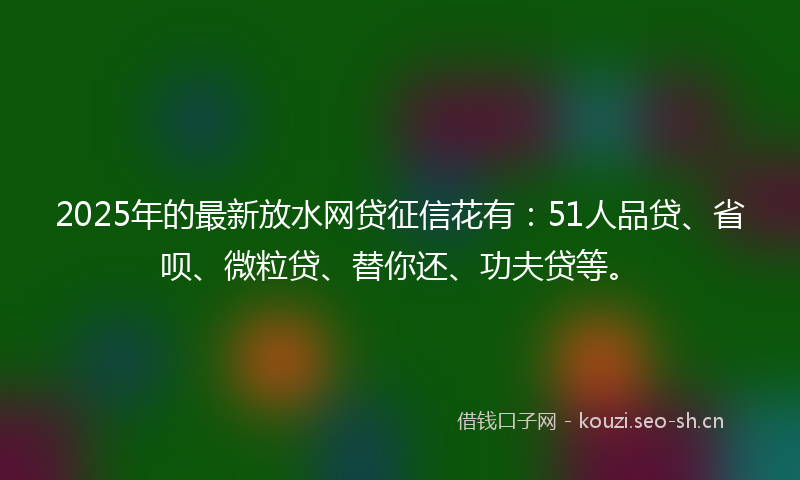 2025年的最新放水网贷征信花有：51人品贷、省呗、微粒贷、替你还、功夫贷等。