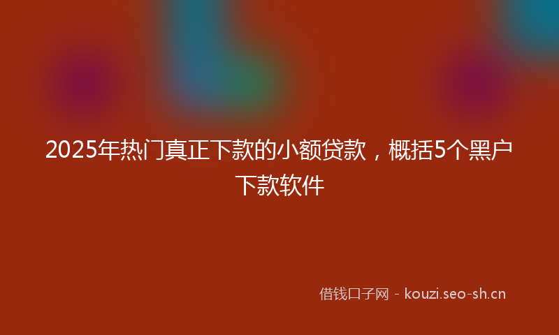 2025年热门真正下款的小额贷款，概括5个黑户下款软件