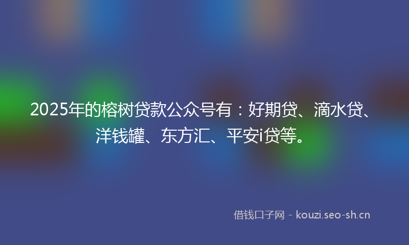 2025年的榕树贷款公众号有：好期贷、滴水贷、洋钱罐、东方汇、平安i贷等。